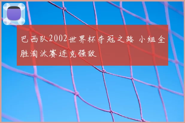 巴西队2002世界杯夺冠之路 小组全胜淘汰赛连克强敌